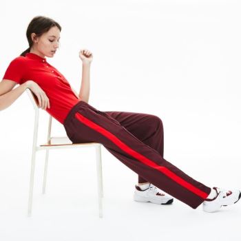 Lacoste Side-Stripe Track Pants - Kalhoty Dámské Tmavě Červené / Červené | CZ-VoqzQx